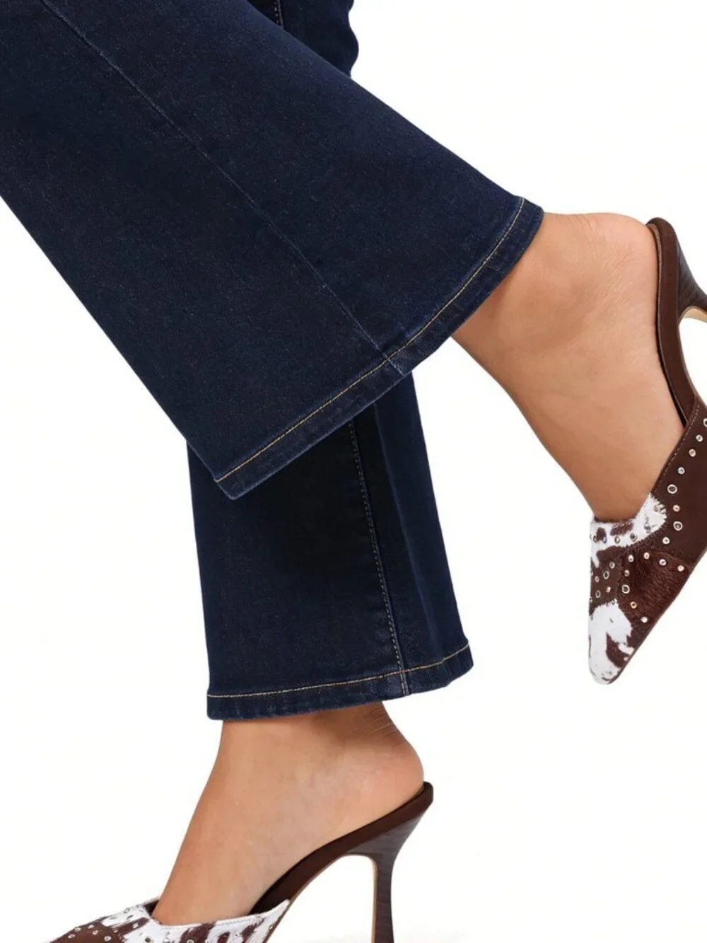 Black and White Sexy Women's Slip-On Mule Heels